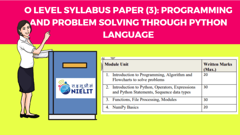 O Level Syllabus Paper (3): Programming and Problem Solving through Python Language