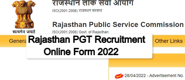 Rajasthan PGT Recruitment Online Form 2022