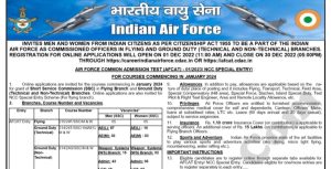 Join Indian Airforce AFCAT Entry 01/2023 (जनवरी 2024)