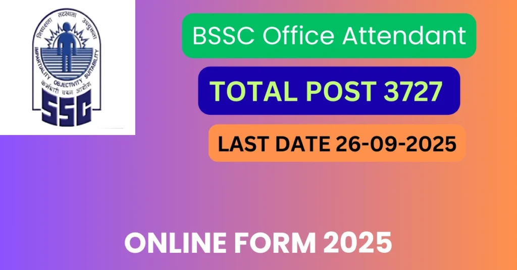 BSSC Office Attendant Online Form 2025