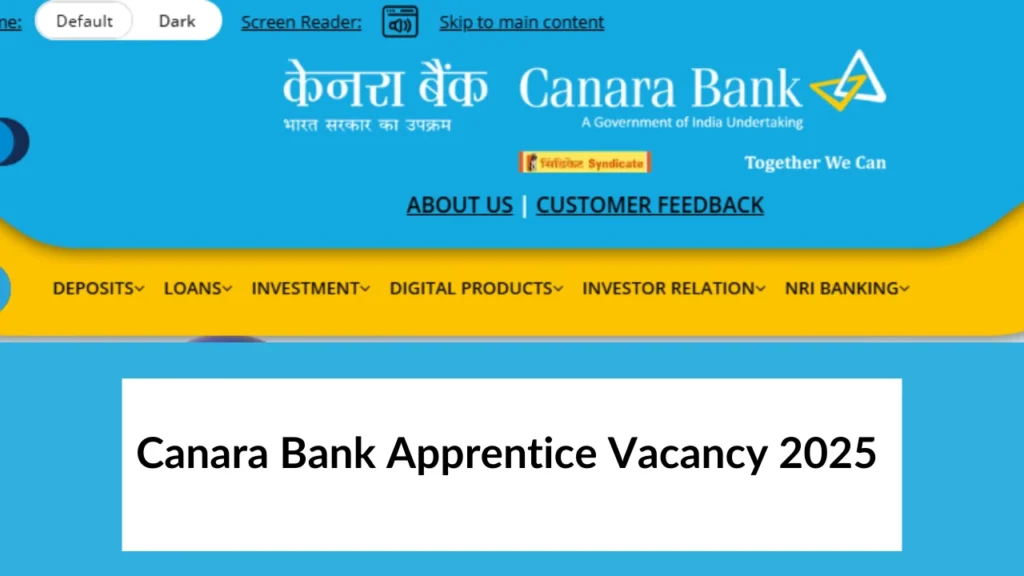 Canara Bank Apprentice Vacancy 2025