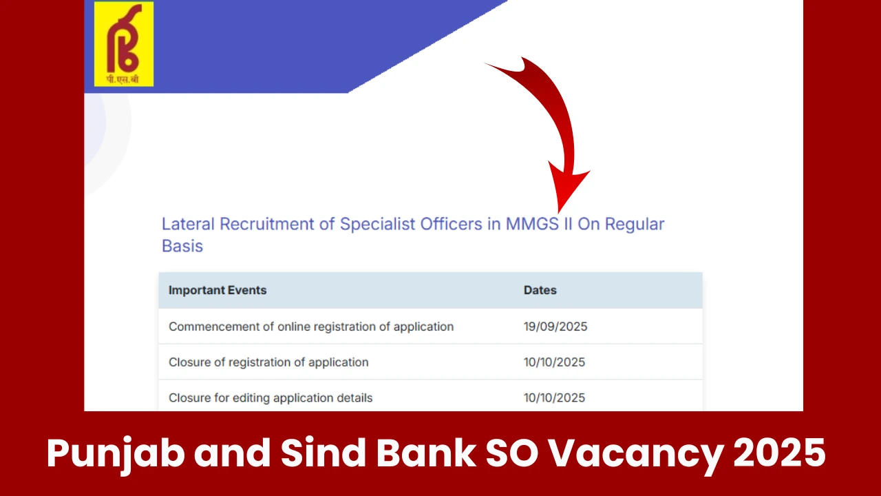 Punjab and Sind Bank SO Vacancy 2025