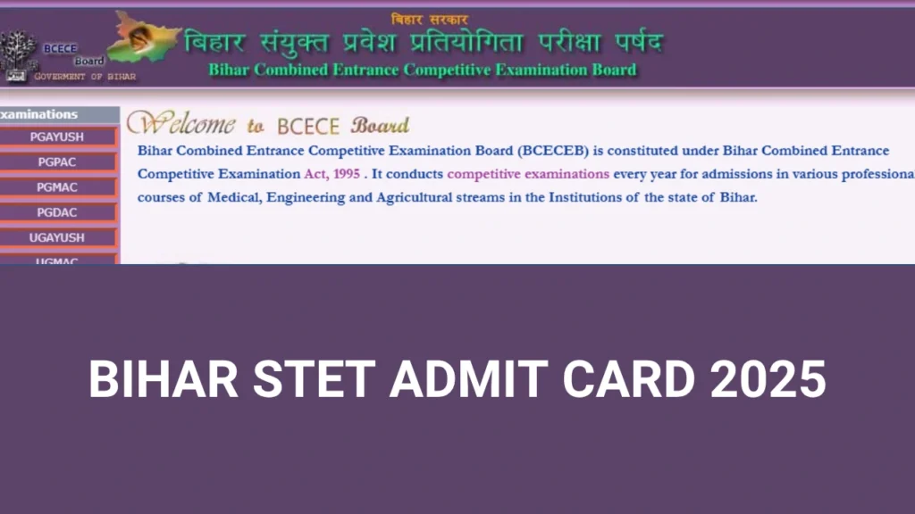 Bihar STET Admit Card 2025