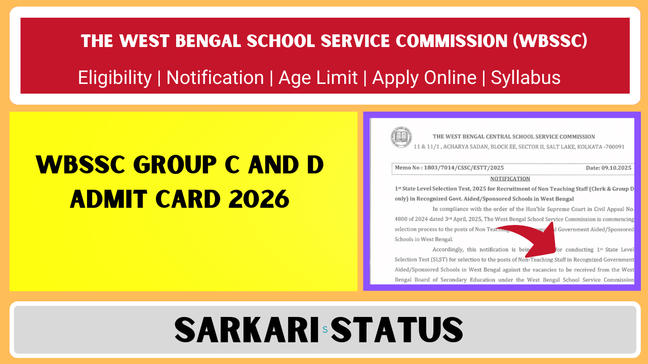 WBSSC Group C and D Admit Card 2026